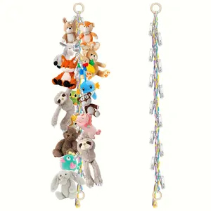 Hanging Stuffed Animal Storage Chain, 78.74 Inch Long with 18 Metal Clips, Ideal for Organizing & Displaying Toys, Hanging Decor, Wall Hanging Decor