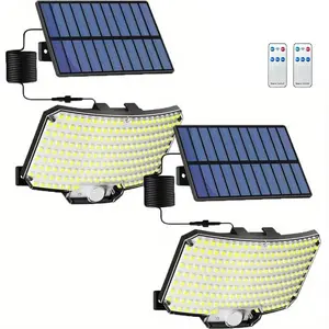 2-Pack Outdoor Solar Fence Lights with Motion Sensor 234LED High-Brightness IP65 Waterproof Patio Garage Wall Light 3 Modes for Garden Front Door