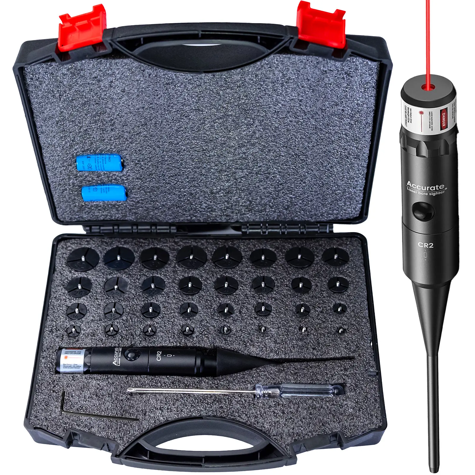 Optical Alignment Tool Kit Accessory with 8- 32-64 Adapter, Multi-Caliber Compatible Hand Calibration Tool
