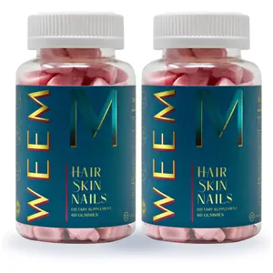 WEEM Hair Skin and Nails Gummies - Supports Healthy Hair - Vegan biotin Vitamins for Women & Men Supports Faster Hair Growth, Stronger Nails, Healthy Skin, Extra Strength (2)