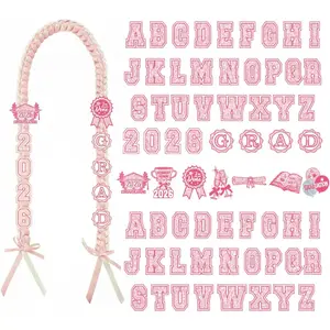 Graduation Leis Class of 2026, 4 Pcs Double Braided Grad Sash Wreath with 86 Pieces letter Paper Cards Decor