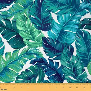 Tropical Outdoor Fabric,by The Yard,Summer Palm Leaf Upholstery Fabric,Green Botanical Branch Decorative Fabric for Home DIY Projects, Diy Project Friendly, Tropical Pattern