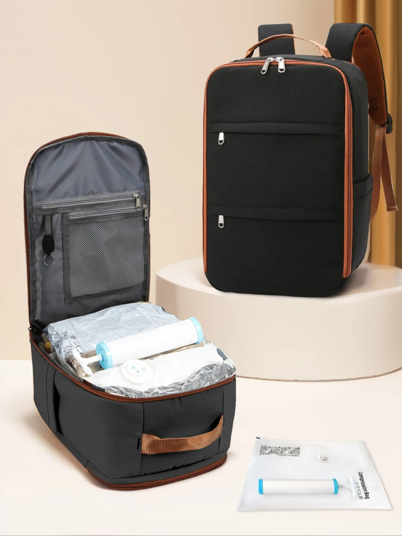 Ryanair Vacuum Compression Backpack, Casual Travel Backpack, Multifunctional Backpack, Under Seat Cabin Luggage 40x20x25 Cm, Compact Travel Bag, Laptop Compartment, Durable Weekender, Traveler Essentials Backpack