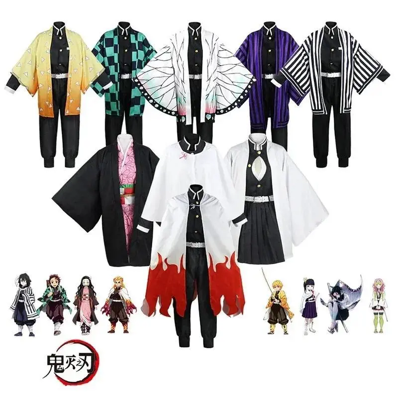 Anime Demon Slayer Kimetsu No Yaiba Zenitsu Giyu Tanjirou Kamado Nezuko Cosplay Women Kids Men Kimono Uniform Party