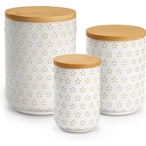 Ceramic Canisters Set with Airtight Lids, 80/40/20 oz Coffee Canisters Sets for the Kitchen, Large Jars for Flour, Sugar, Pasta, Coffee, Cookies, Tea - Set of 3