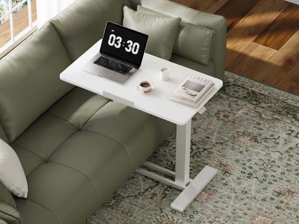 【SummerVibes】H7 PRO Mobile Standing Desk Adjustable Overbed Table Pneumatic with Wheels 90°Tiltable Portable Laptop Desk Rolling Computer Cart Foldable Bedside Table Modern Nightstand