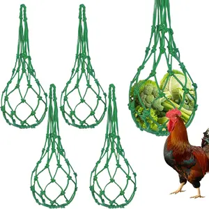 4 count Chicken Vegetable Fruit Hanging Feeder, Hanging Chicken Feeder,  Feeders Rope Bag for Hens, Ducks, Geese and Poultry Feeding Tool