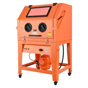fathersdaygift VEVOR 245 Gallon Sandblasting Cabinet with Pressurized Tank, Heavy Duty Steel Sand Blasting Cabinet on Wheels - with 32 Gallon Media Hopper 1.6HP Dust Collector for Oversized Parts Surface Finishing