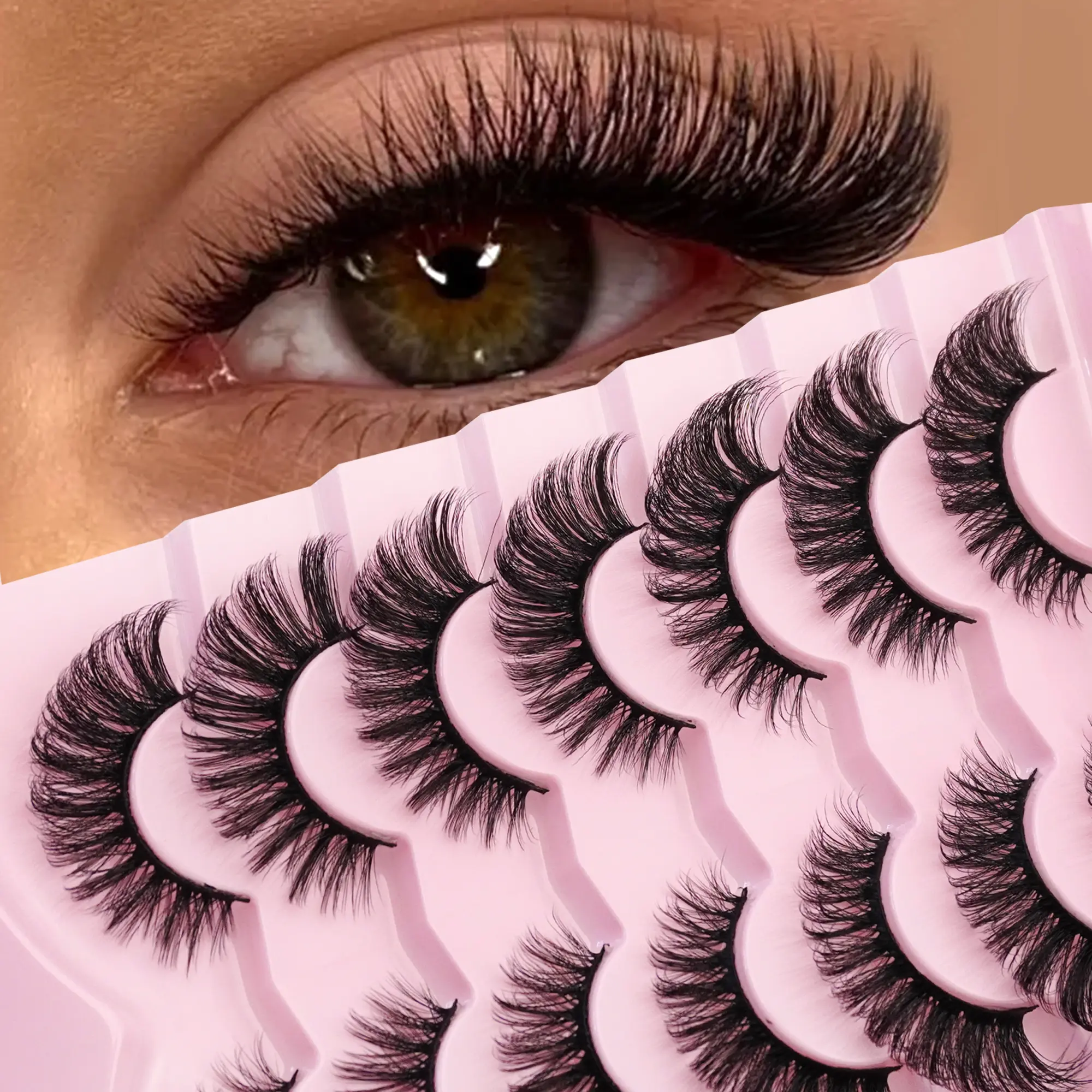 7 Pairs Natural Transparent Cat Eye Cluster False Eyelashes, Eyelash Cluster Set, Fluffy Eyelashes Cluster, Soft Natural Look, 3D Strip Lash Extensions, DIY Eyelashes
