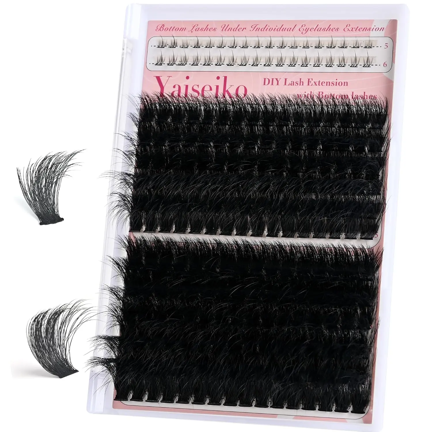 Mega Volume Lash Clusters with Bottom Lash 100D+200D Thick Eyelash Clusters 14-25mm Individual Lashes Lower Lashes D Curl Cluster Eyelash Extensions DIY Lash Extension by Yaiseiko