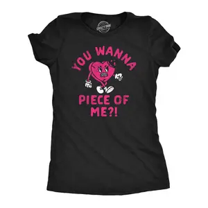 Womens Funny T Shirts You Wanna Piece Of Me Sarcastic Valentines Day Tee Funny Womens T Shirts Cute Vintage Fashion Casual Ladies T-Shirt Gift Love Tops for Women Funny Sarcastic Top Women's Novelty Tees Black -