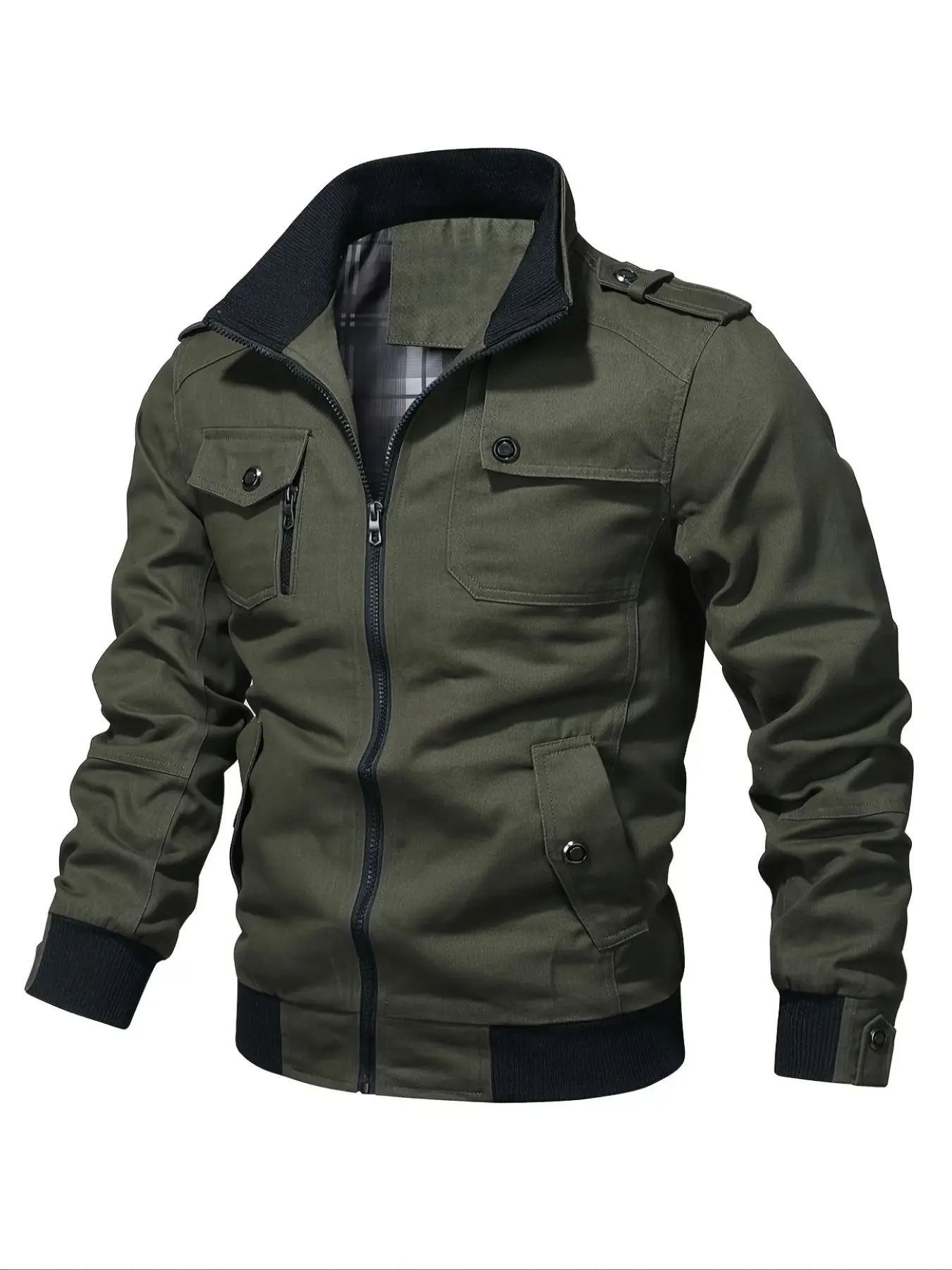 Men's Spring & Fall Outdoor Jacket, Hiking and Casual Sports Coat, Multi-Pocket Workwear Wear-Resistant Jacket, Outdoor Zipper Jacket
