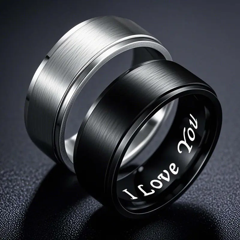 I LOVE YOU men and women couple eternal stainless steel hip-hop jewelry titanium steel ring does not fade suitable for parties y2k