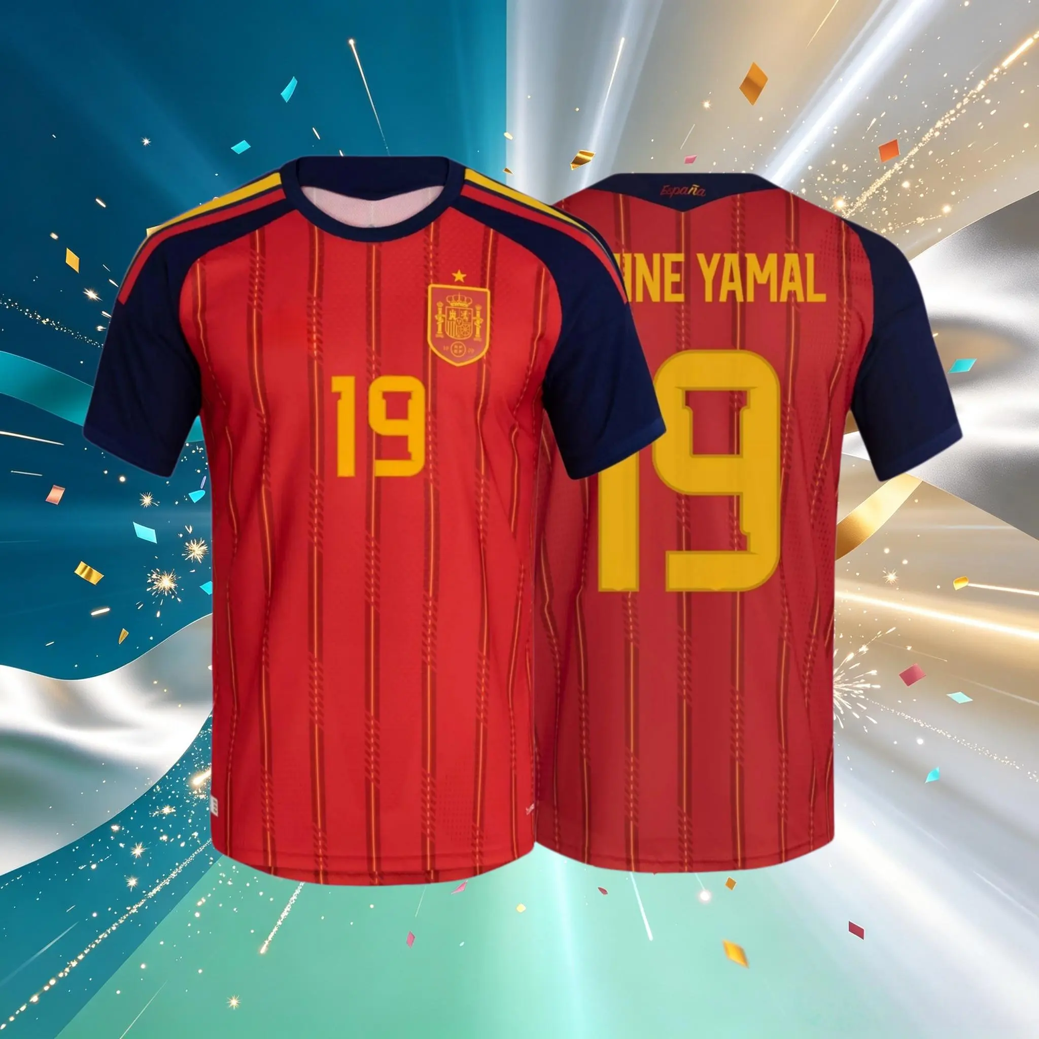 2026 Spain Home And Away Red And White 19# Lamine Yamal 20# Pedri Short And Long Sleeve Soccer Jersey Fans Version