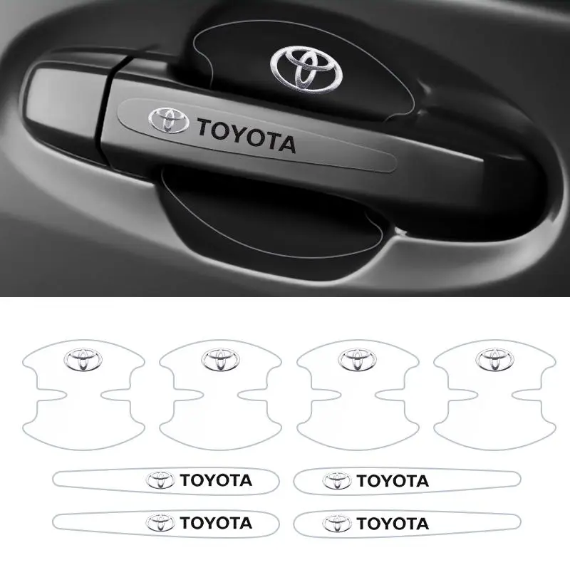 4/8Pcs Transparent Car Door Handle Cup Protector Sticker Anti-Scratch Film for Toyota Prius Highlander Yaris RAV4 Corolla Camry