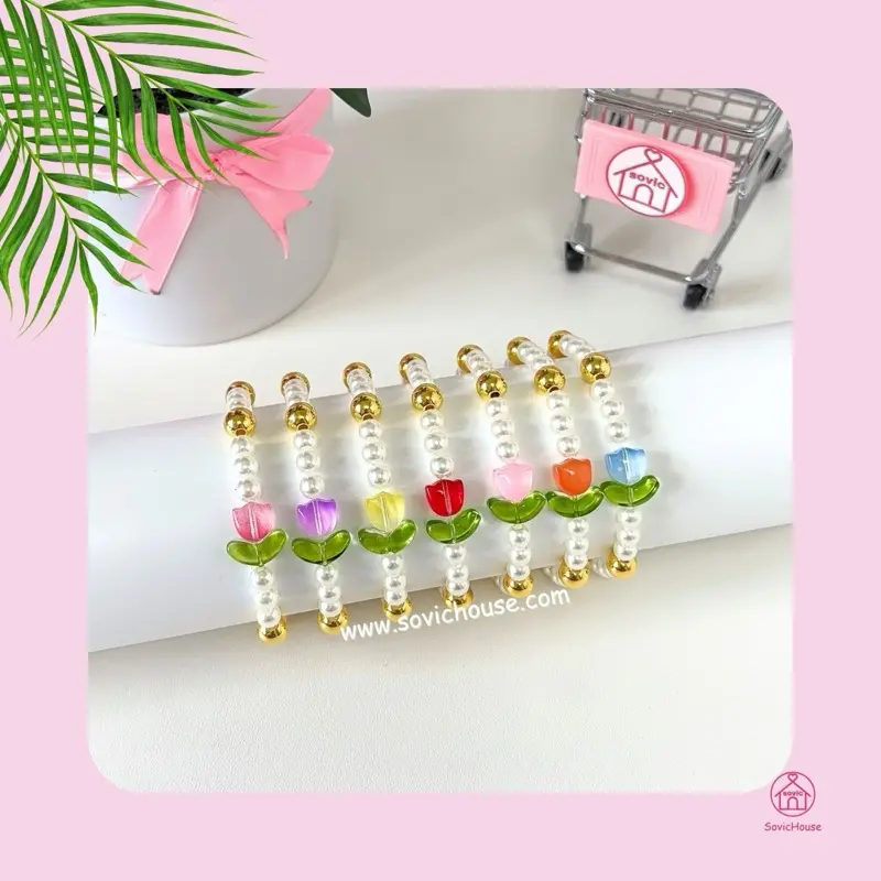 Tulip Bracelet with Beads in Various Colors - Casual Design for Daily Wear