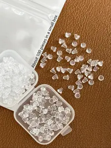 Transparent Anti-Slip Durable Plastic Earplugs Box Holds About 100 Pieces, Daily Wear Earrings Accessories for Women, Simple Geometric Jewelry Parts, Small Earring Back Organiser