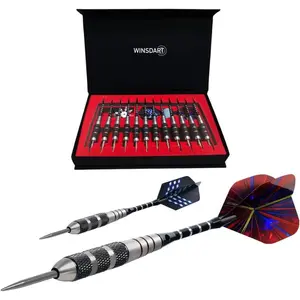 Professional Steel Tip Metal Darts Set for Dartboard with Nonslip Iron Barrel, Aluminum Dart Shafts, Extra Flights, Dart Sharpener, Gift Box