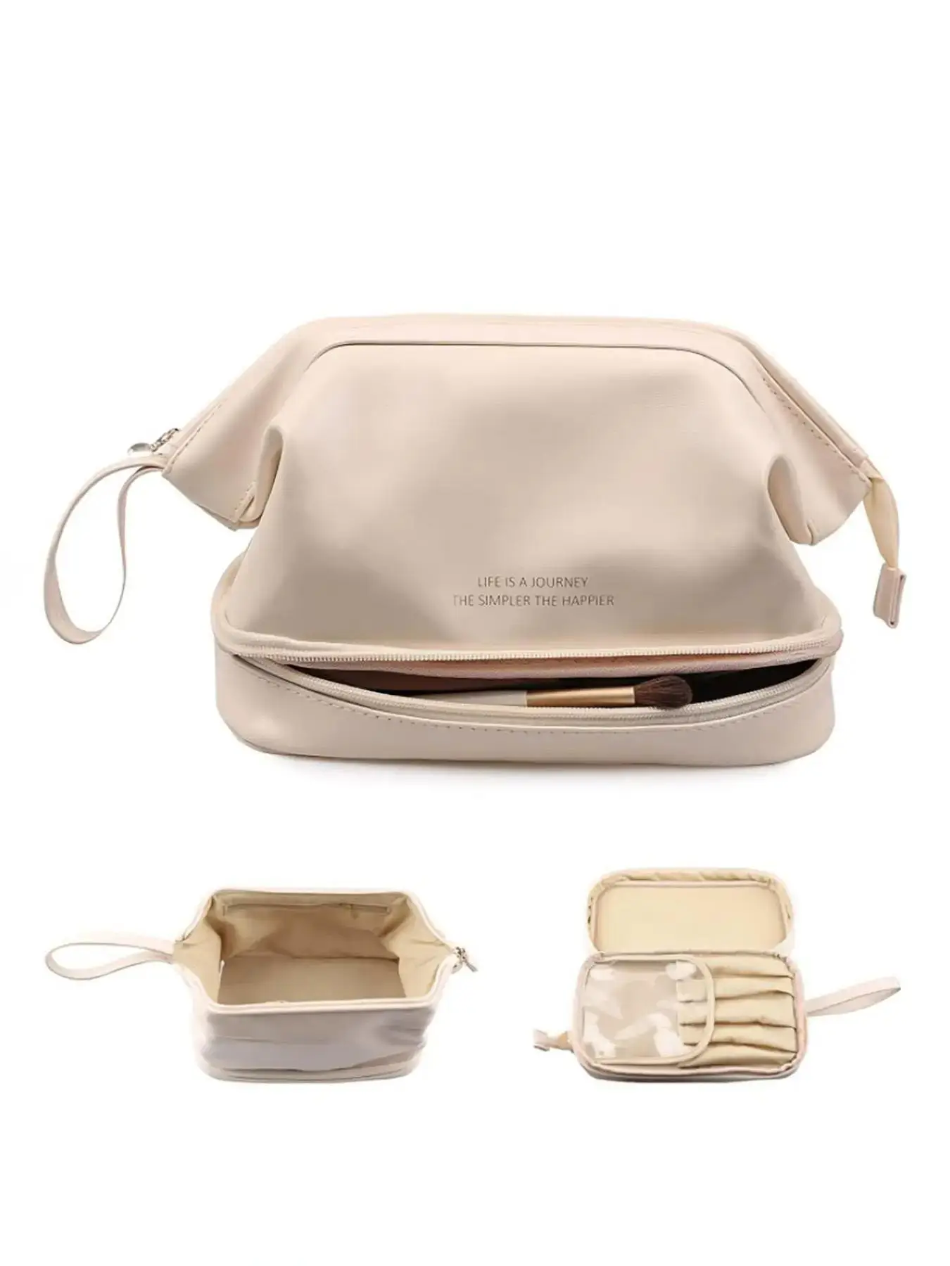 Solid Color Double Layer Makeup Bag, Portable Travel Makeup Bag, Travel Essentials, Cosmetic Storage Bag for Women, Toiletry Bag