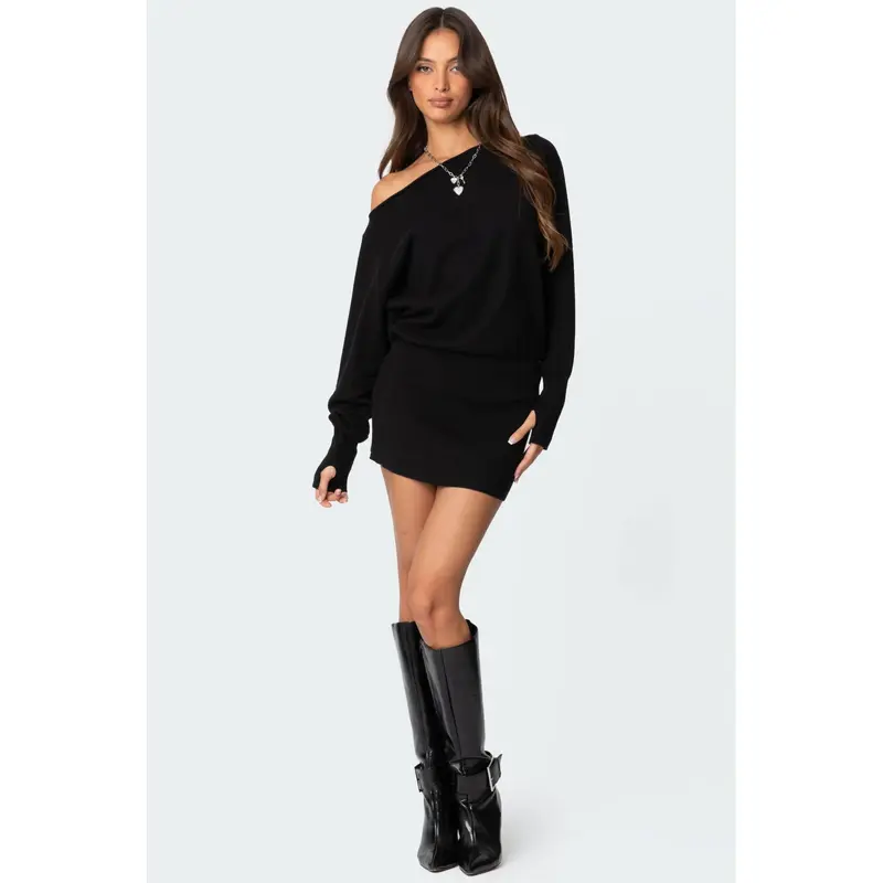 Cowl Neck Backless Knit Mini Dress - TikTok Shop Cowl Neck Backless Knit Mini Dress - TikTok Shop