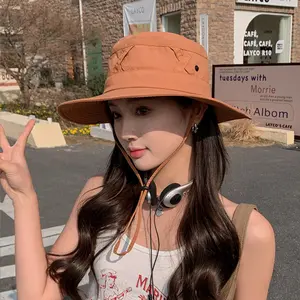 summer big brim sun hat spring and autumn outdoor mountaineering fishing hat female sunshade breathable bucket hat