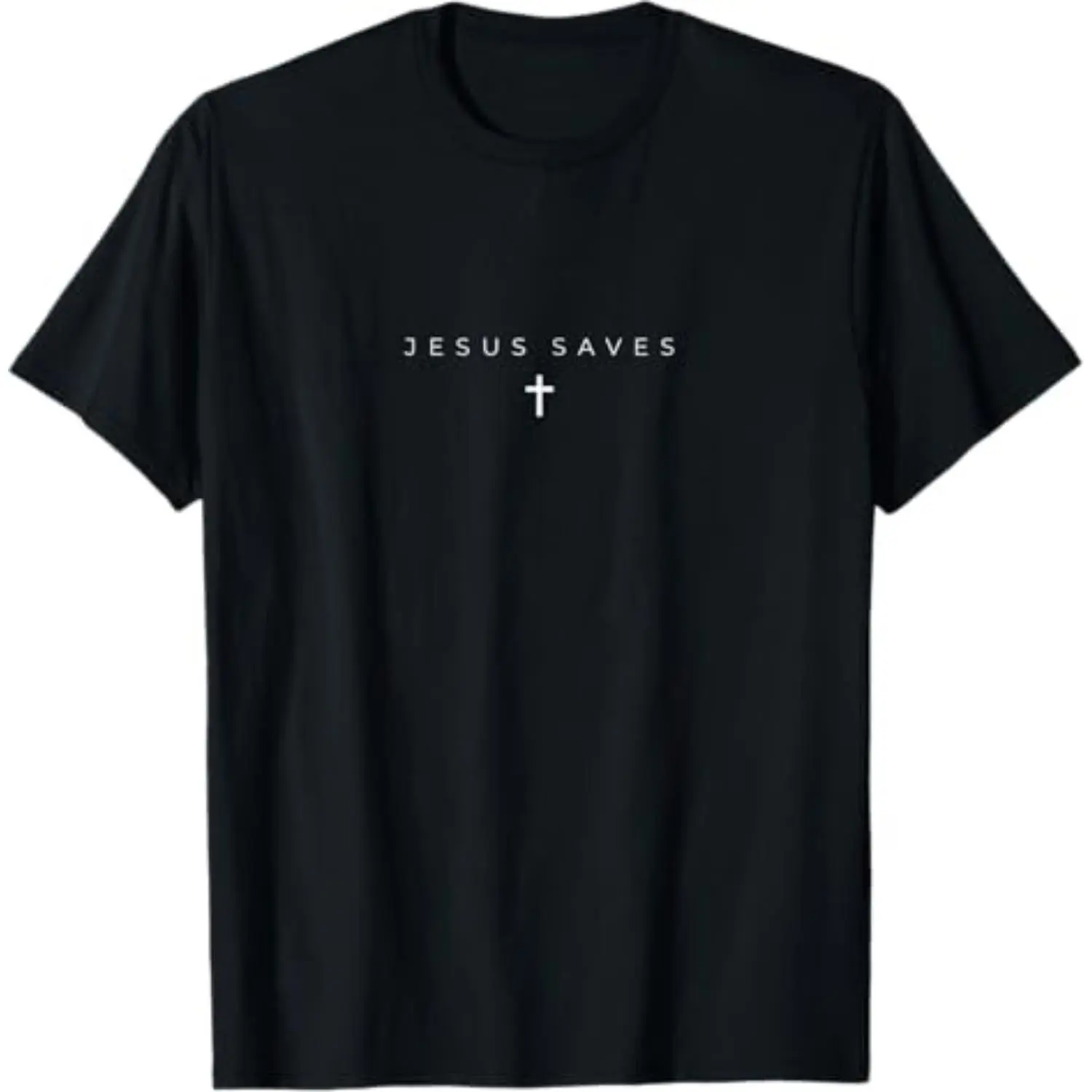 Men's Cotton Graphic T-Shirt, Jesus Cross Print Casual Loose Fit Crew Neck Streetwear, Breathable for Summer S/M/L, Round Neck