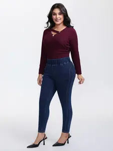 BLOOMCHIC Women's High-Waist Minimalist Slim Knit Bottoms, Plus Size Butter-Soft Stretchy Skinny Jeans with Pocket, M-6X 2026 Summer Lady Pick