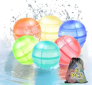 6 PCS Reusable Water Balloons for Kids Refillable Silicone Water Balloons Quick Fill Self Sealing Water Balls Toys Splash Ball Water Bomb Outdoor Summer Beach Pool Toys Games for Kids Adults Teens