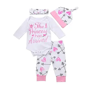 4Pcs Newborn Infant Baby Girl 3 6 12 18 Months Clothes Set Romper Bodysuit+Pants Leggings Outfit