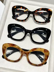 Cat Eye Fashion Design Portable Plastic Frame Oval Transparent Glasses, Suitable for Women, Outdoor Activities, Parties, Reading, Street Photography