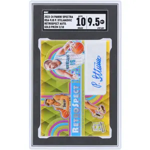Peja Stojakovic Sacramento Kings New Orleans Hornets Autographed 2023-24 Panini Spectra Gold Prizm Retrospect Autograph #RSA-PJS #2/10 SGC Authenticated 9.5/10 Card - Fanatics Authentic Certified