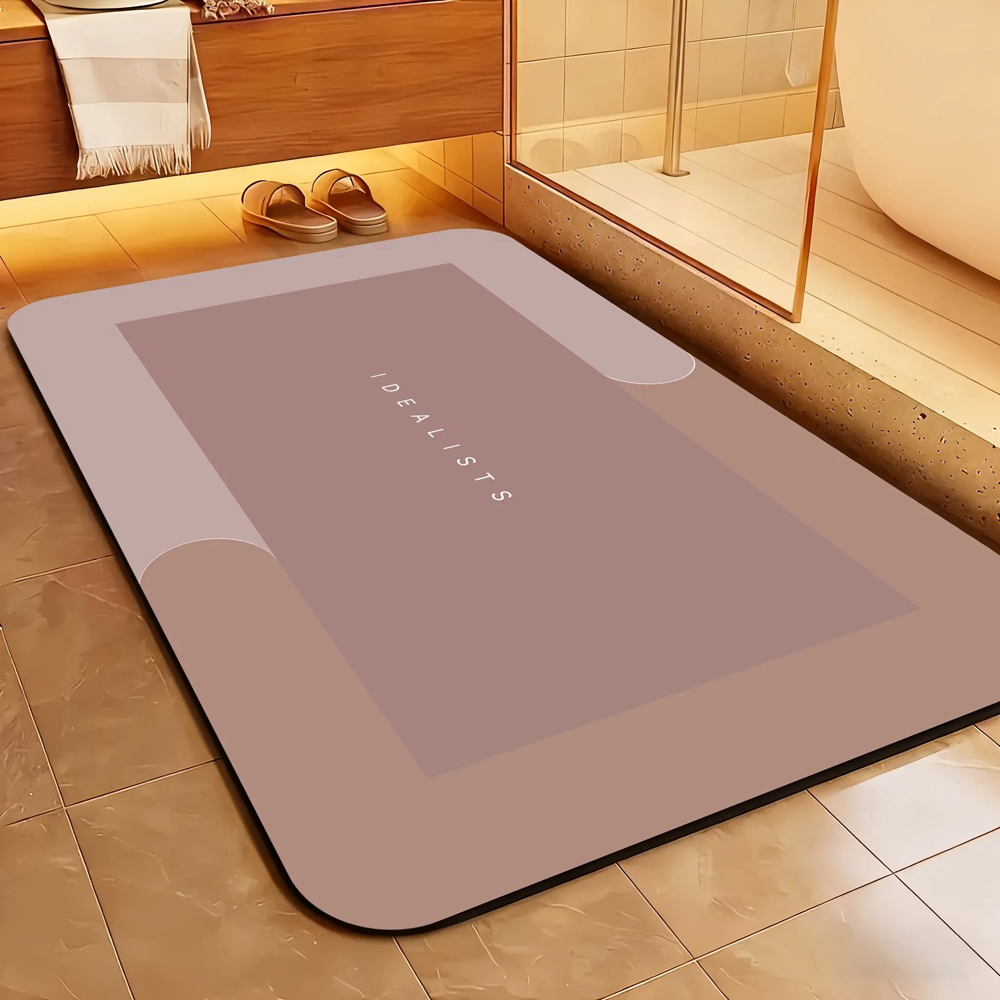 Super Absorbent Diatomite Bath Mat Quick Dry Bathroom Rug Non Slip Water Absorbing Floor Mat Machine Washable Anti Mold Mat for Shower Tub Sink Kitchen Laundry Room