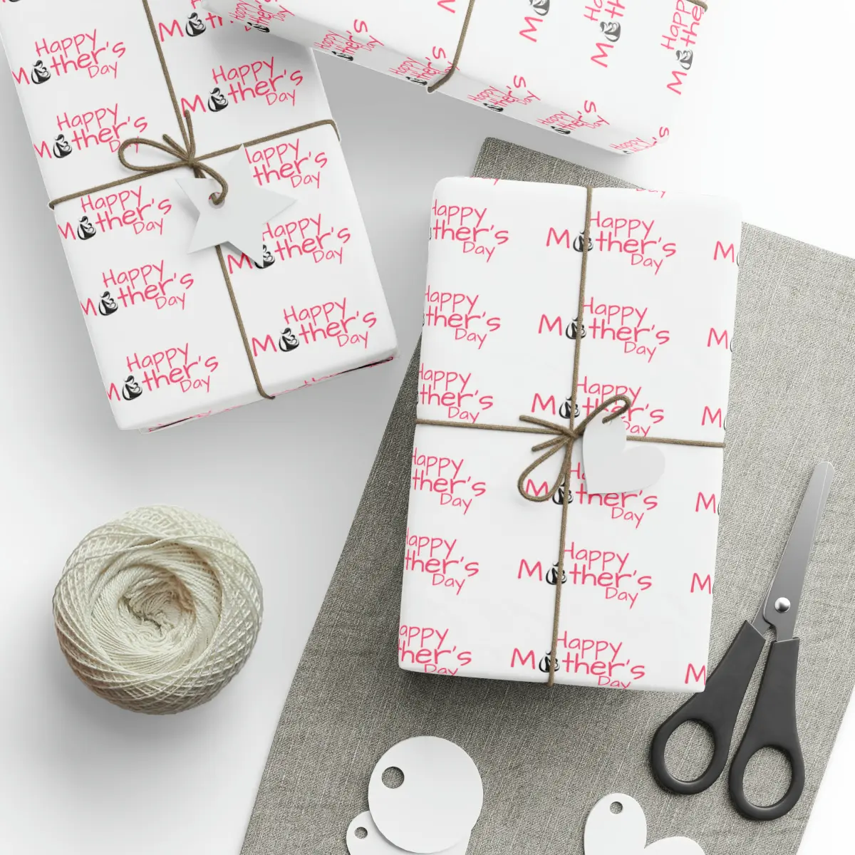 Happy Mother's Day Pink and Black - Wrapping Paper - High Definition Print - Glossy Finish - Neatly Rolled for Perfect Delivery