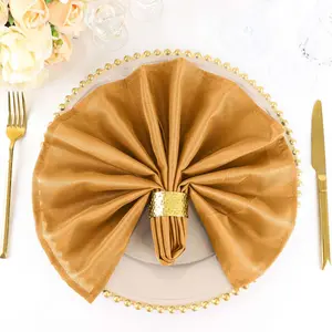 5 Pack Premium Polyester 20"x20" Napkins Gold - Wrinkle Resistant & Easy Care Cloth Napkins for Special Occasions