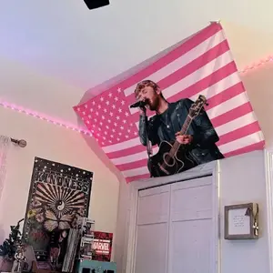 AW American Flag Pink Aesthetic T-Shirt – Singer Performance Graphic Tee, World Tour 2026 Outfit Trend