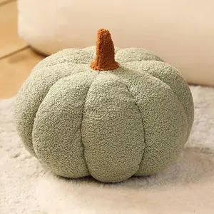 Halloween Pumpkin Pillows Decorative Throw Pillows, Pumpkin Decor Stuffed Throw,Cute 3D Fluffy Pumpkin Plush Pillow for Bed Sofa Couch Home Decor(Grass Green,11inch)
