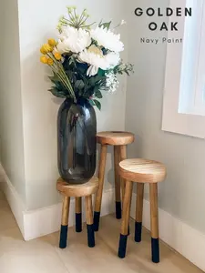 Wood Accent Stool, Wood Plant Stand, Accent Table, End Table