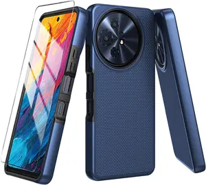 for TCL 60 XE NXTPAPER 5G/TCL 50 XL 5G Case with Tempered Glass Screen Protector,Dual Layer Heavy Duty Shockproof Protection (Blue)