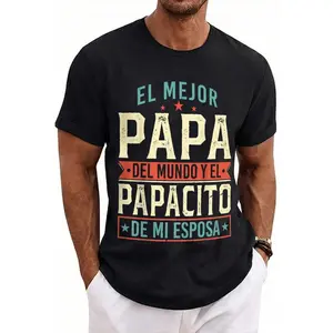 Proud Father Letter Print T-Shirt Fathers Day Gift For Dad Comfortable Summer Short Sleeve Tee for Men Dad and Friends