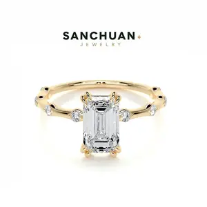 Emerald Cut Moissanite Ring Luxury S925 Sterling Silver 2CT D Color for Women | Certified Wedding Engagement Ring