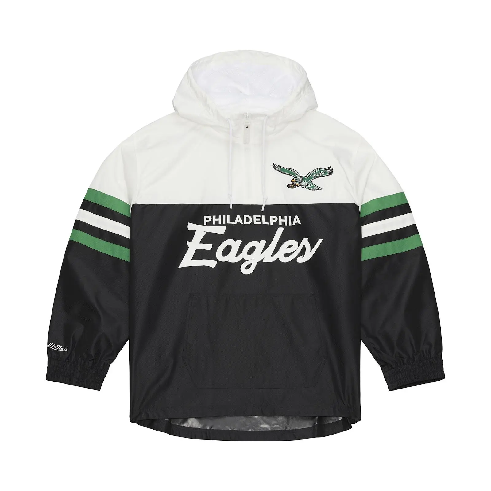 Philadelphia Eagles Black Head Coach Lightweight Anorak Quarter-Zip Windbreaker, NFL, Mitchell & Ness Throwback