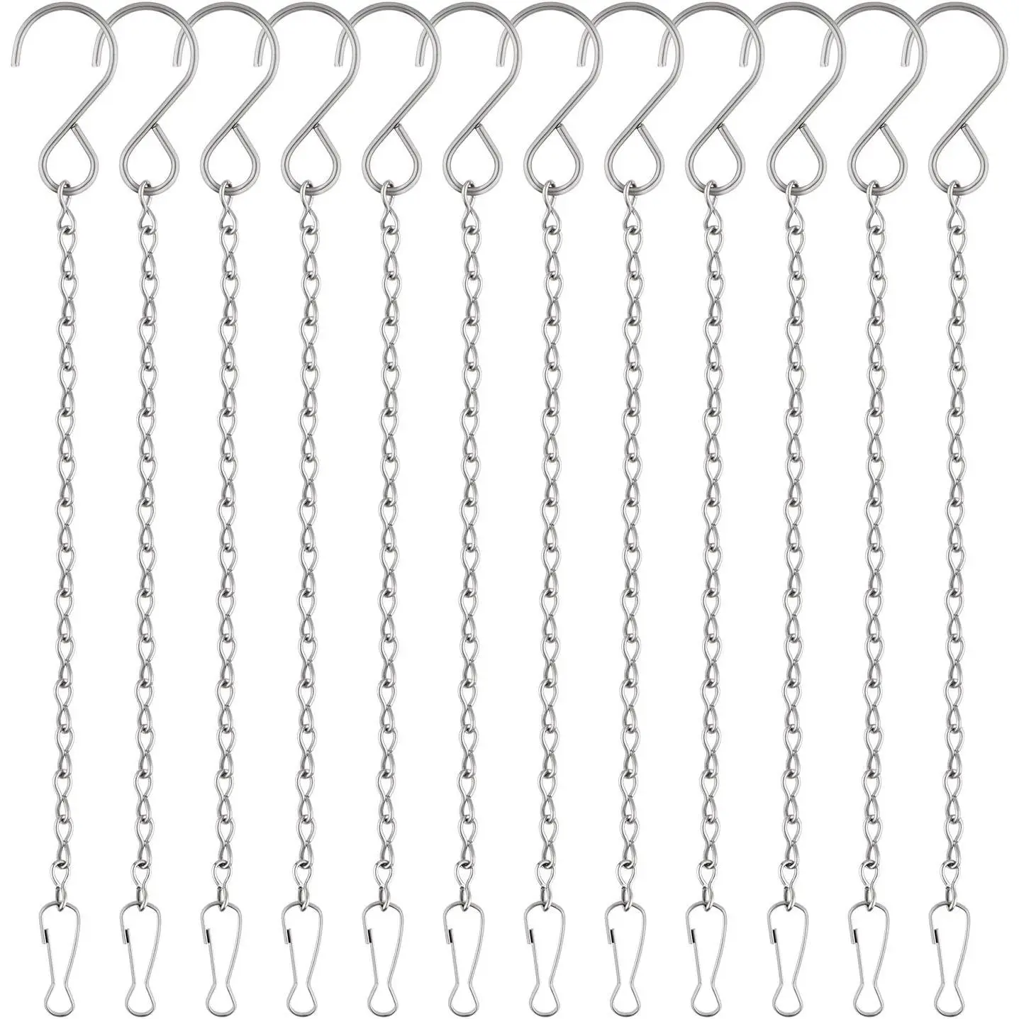 12 Pack Hanging Chains, 10 Inch Hanging Basket Chains, Garden  Hangers Metal Chains with Hooks Clips for Bird Feeders, Wind Chimes, Lanterns, Planters, Decorative Ornaments