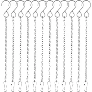12 Pack Hanging Chains, 10 Inch Hanging Basket Chains, Garden  Hangers Metal Chains with Hooks Clips for Bird Feeders, Wind Chimes, Lanterns, Planters, Decorative Ornaments