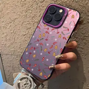 Christmas Candy Leaves Gingerbread Man03 Pattern Acrylic TPU mobile phone case for iPhone 17AIR 16ProMax 15 14 13 12 11 Plus cases camera full protector fashion high quality design fingerprint resistant gift anti drop durable