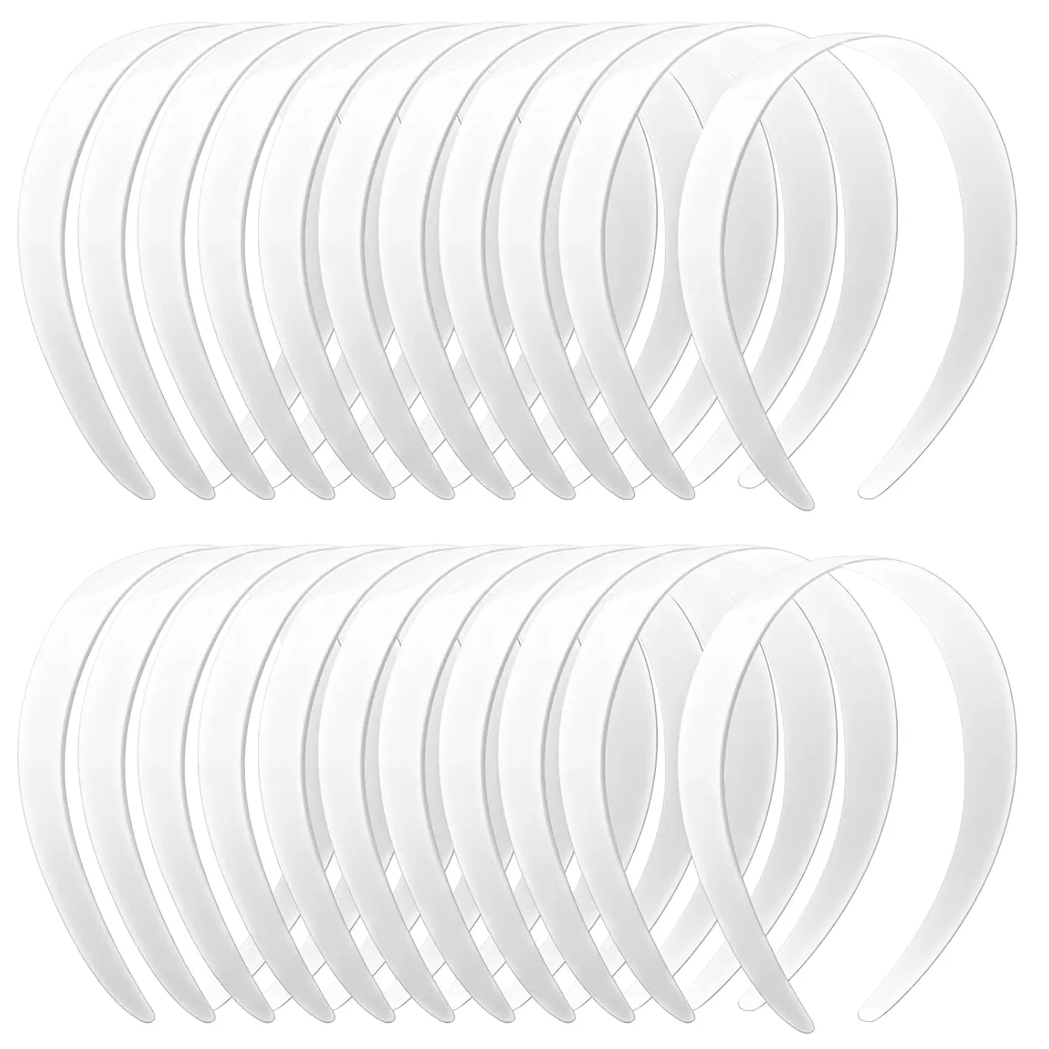 Plastic Headbands 24 PCS White  1 Inch Wide No Teeth Hair Bands Girls & Women, Blank DIY Plain Headbands Crafts