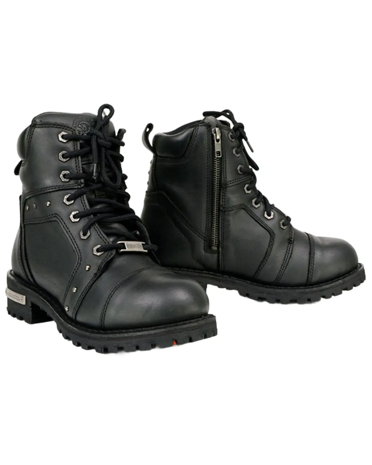Milwaukee Leather Women's Women'S Lace-To-Toe Studded Motorcycle Boot Round - Mbl9319