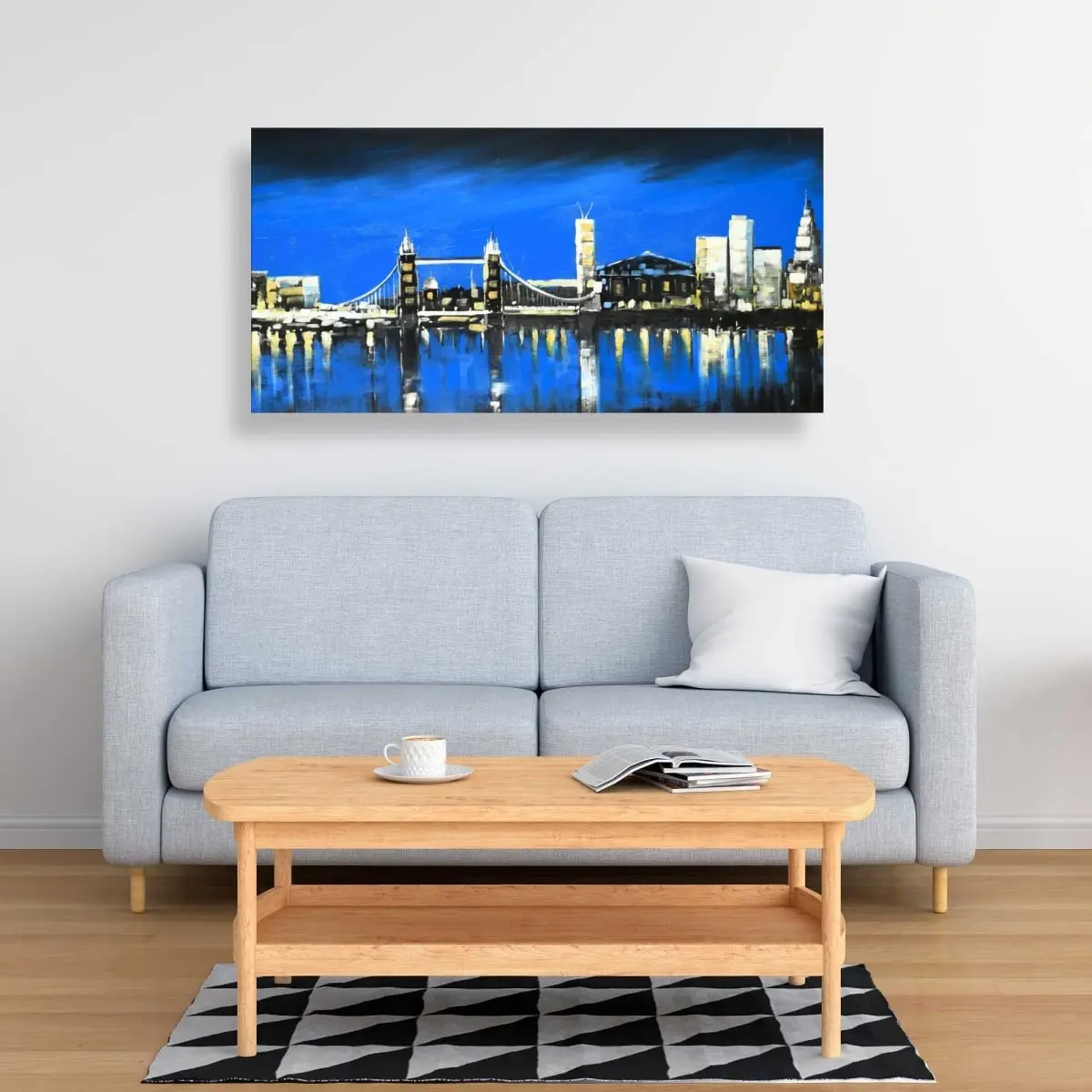 Begin Home Decor C1RC24480OLMFV 24 x 48 in. Blue Skyline of London Canvas - Modern Bedroom Decor Art