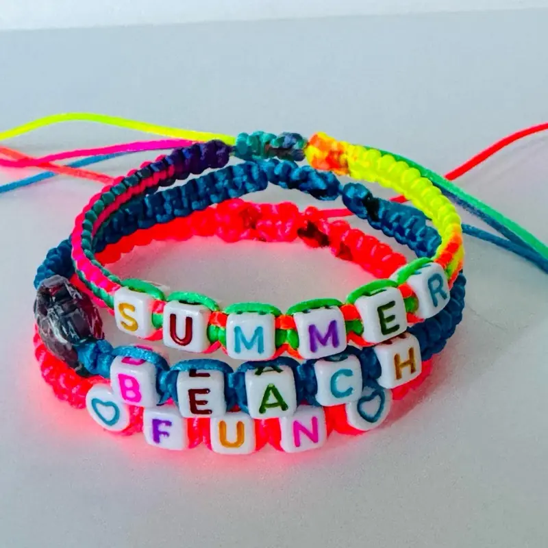 Summer Personalized Macrame Name Bracelet - Adjustable Sliding Knot, Non-Stretch Fashionable Couple Bracelet Set, Jewelry Accessory for Male & Female, Birthday Gift