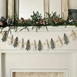 Perfect Wreath for Christmas & Winter Decorations, 12-Tree Design with Beads, No Power Needed, Ideal for Home & Fireplace Displays