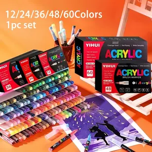 Acrylic Paint Pens Markers Set,Brush Tip Paint Markers For Rock Painting Wood Canvas Stone,Christmas Gift DIY Crafts Customizing my shoes/phone case, Diy Painting Supplies, Artist Supplies
